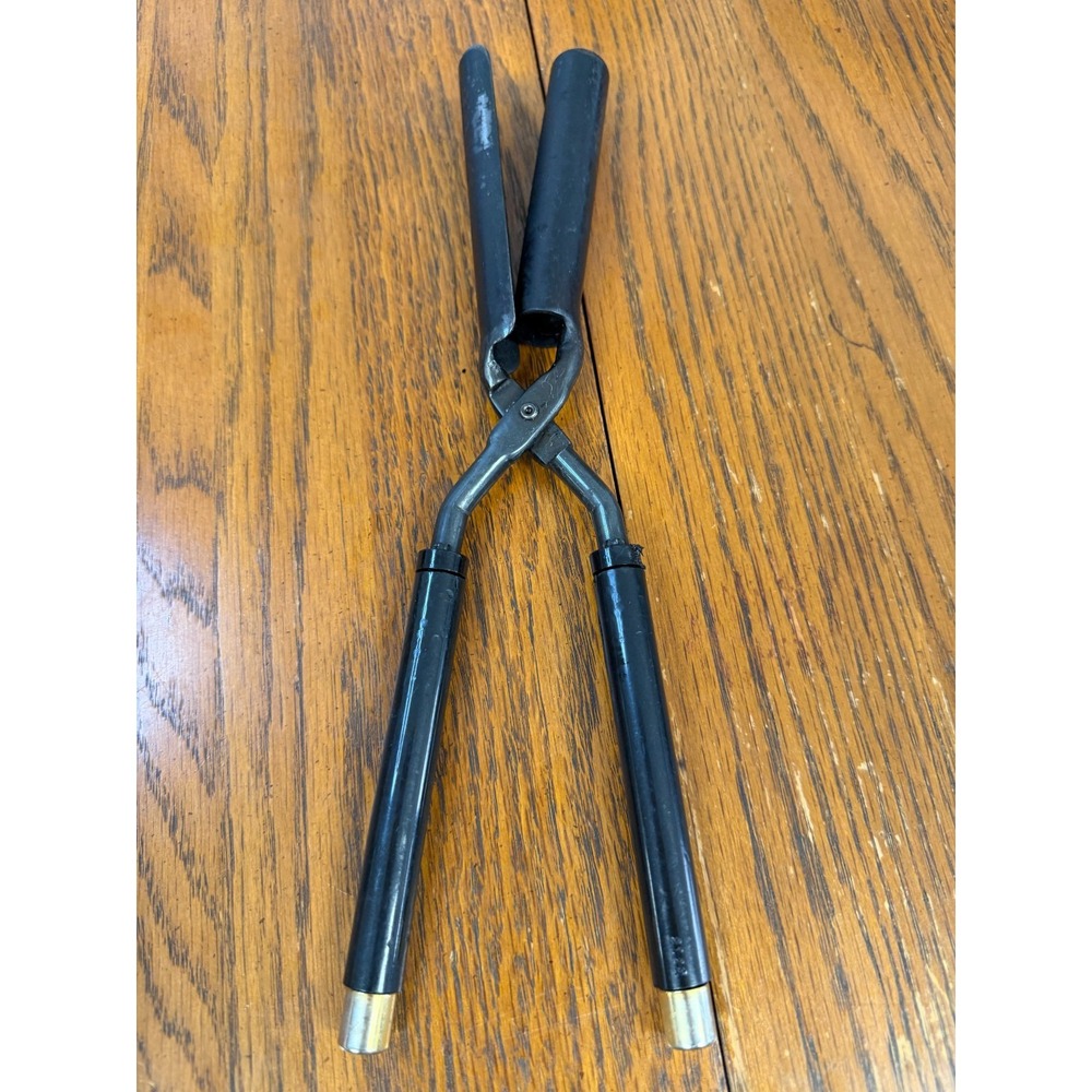Vintage‎ Stove Heated 3/4" Barrel Tong Curlers/Curling Iron with Black Handles